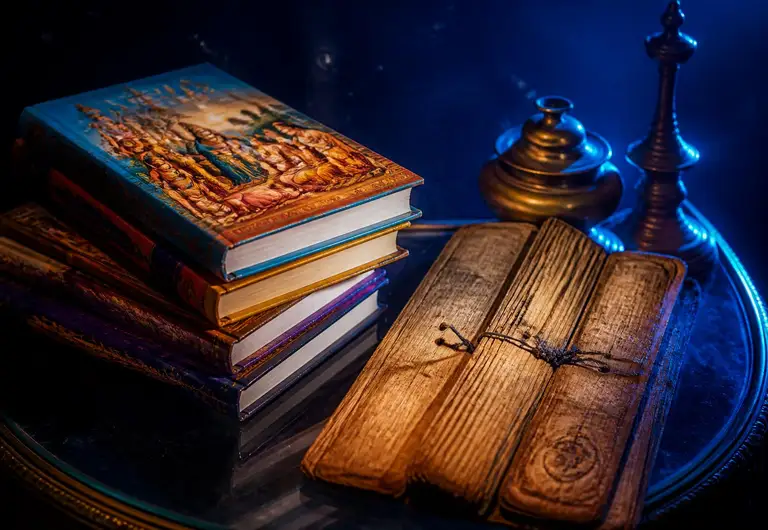 Tamil storybooks and a palm-leaf manuscript